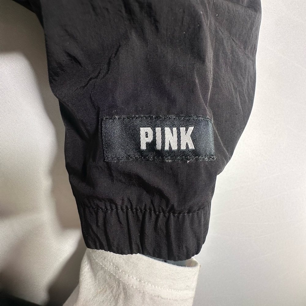 PINK Victoria's Secret Black Lightweight Zip Windbreaker Jacket - Picture 4 of 6